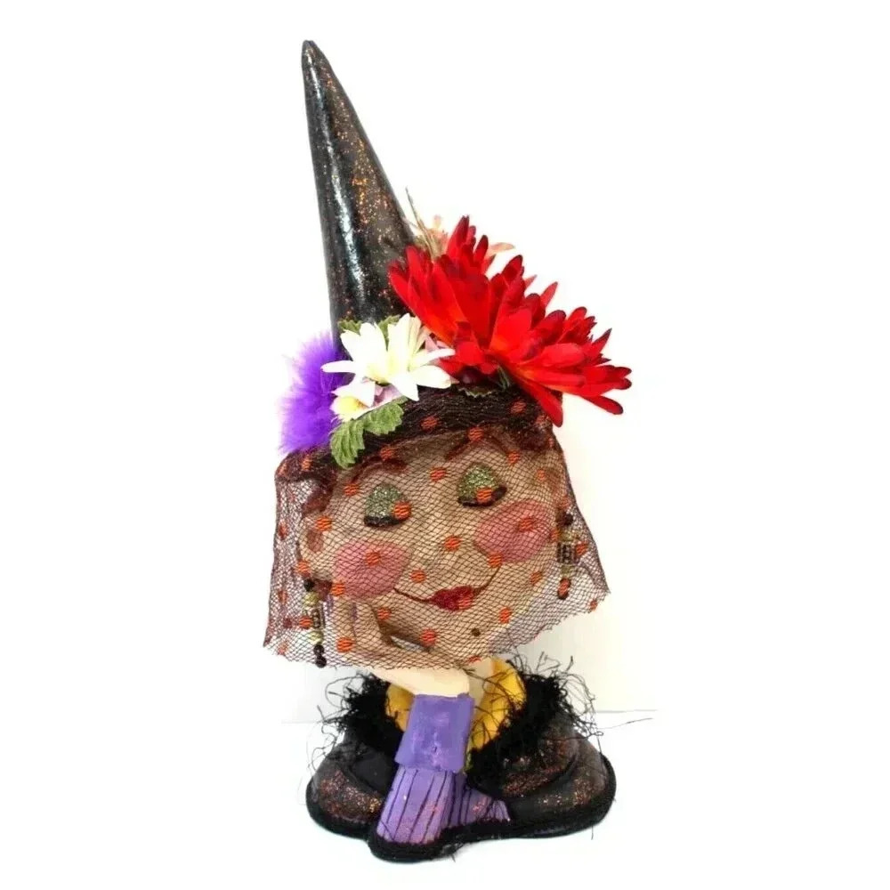Vtg Holiday Happy Halloween Good Witch Head Decoration Figure Figurine Statue